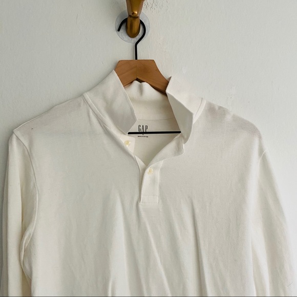 Gap Long Sleeve Polo Shirt White Size Medium - Picture 5 of 5